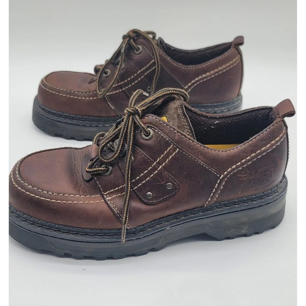 CAT Tracks Caterpillar Leather Oxford Shoes Brown Lug Sole Y2K Mens 10